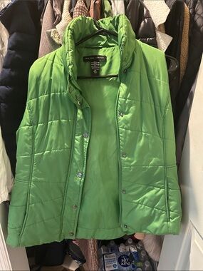 New York & Company Lime Green Quilted Puffer Vest